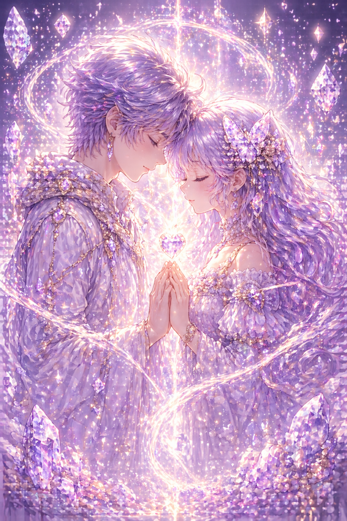 Wollen genügt! Ein Bild von Mann und Frau! Ihre Stirn lehnt aneinander, ihre Hände berühren sich. Darüber ein Herz. Energie von Seelenpartner wird transportiert durch dieses Bild.

Mit ChatGPT erstellt.